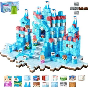 ostatní stavebnice VEVOR magnetické bloky, sada 150 dílků ledovcového hradu, magnetické stavební kostky pro děti, STEM Montessori senzorické hračky jako vánoční dárek k narozeninám, stohovací stavebnice pro chlapce a dívky od 3 let