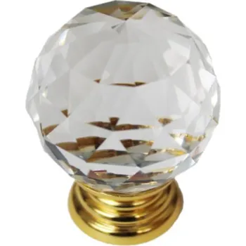 Nábytkové kování 91007 knopka 30mm, křišťál zlatá (Knoflík nebo knopka z křišťálového materiálu (nebo imitace) ve zlaté barvě nebo se zlatým lemováním. Průměr 30mm. Luxusní a honosný vzhled.)