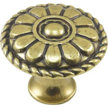 Nábytkové kování 91079 knopka 32mm, staromosaz (Středně velká kulatá knopka o průměru 32mm s povrchem ze staré mosazi. Autentický antik vzhled s patinou.)