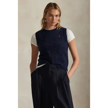 Dámská vesta Kašmírová vesta Polo Ralph Lauren tmavomodrá barva, 211972134, XS, 59X