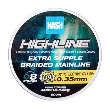 Pletená Šňůra Nash Highline Extra Supple Braid UV Yellow 600m 0,35mm/18,14kg