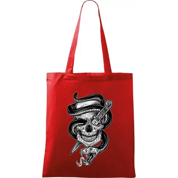 Nákupní taška Lebka hadi - Taška bavlněná - 42 x 38 cm ( Červená )