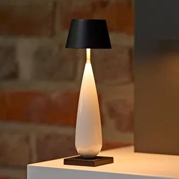 Lampička Sigor LED stolní lampa na baterie Thala, bílá/černá, IP65, 24 cm keramická bílá, noční černá 1 x 2,3 W LED - Doprava zdarma