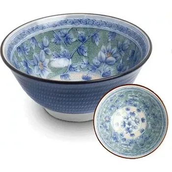 Sada nádobí Made in Japan Japonská porcelánová miska Blue Flower - green 15 cm