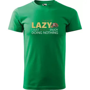 Pánské tričko Sablio Tričko s potiskem I’m not LAZY - zelené 2XL