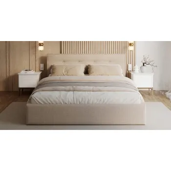 Postel Čalouněná postel TULSA 140x200 s kovovým zdvižným roštem OTTAWA KRÉMOVÁ