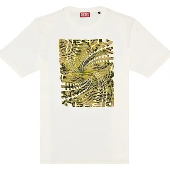 Pánská móda Pánské tričko Diesel s potiskem Diesel krémová | žlutá 3491100