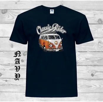 Pánské tričko panske-levne-bavlnene-tricko-potisk-VW-hipie-autobus Barva: Navy - tmavě modrá, velikost: L