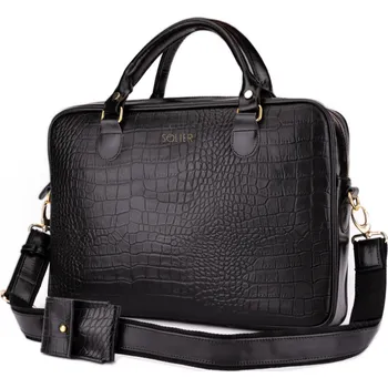 Dámská kožená taška na notebook FL24 Venice s hadím vzorem Barva: Černá se zvířecím motivem