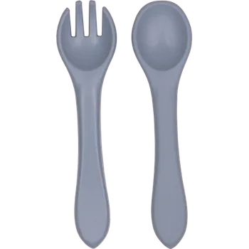 Příbor TRYCO Silikonová lžička & vidlička, Dusty Blue