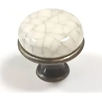Nábytkové kování 17011 - OLIN 29mm staromosaz porcelán popraskaný (Knopka model OLIN kombinující kov ze staré mosazi a porcelánovou vložku s popraskaným efektem. Průměr 29mm.)