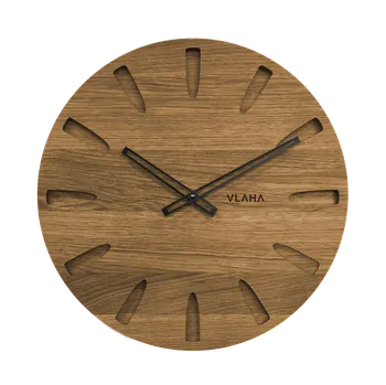 Hodiny VLAHA Velké dubové hodiny GRAND vyrobené v Čechách s černými ručkami ⌀45cm VCT1022