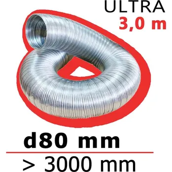 Ventilační potrubí Flexibilní hliníkové potrubí FLEXTUBE d80 délka 3100 mm MIKAWI 59-1869