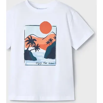 Chlapecké oblečení Dětské bavlněné tričko Mayoral 3034.5E.Mini.PPYA bílá 00X, vel. 122