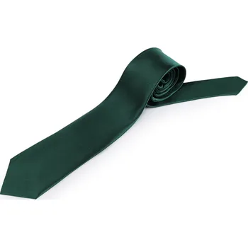 Saténová kravata jednobarevná, střední, 2 zelená tmavá