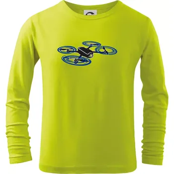 Dětská móda Dron letící - Triko dětské Long Sleeve - 104-110cm / 3-4 roky ( Limetková )