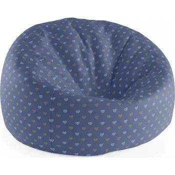 Sedací pytel Sablio Sedací vak Cocoon Srdíčka na modré - 115 x 75 x 45 cm