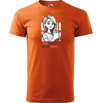 Pánské tričko Sablio Tričko s potiskem pro kadeřnici Hrdina bez pláště? Ano, jsem kadeřnice - oranžové 2XL
