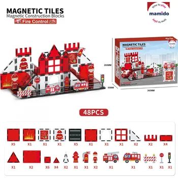 ostatní stavebnice Mamido Magnetická stavebnice hasiči 48 dílů, hasičská stanice MT1482