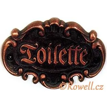 Nábytkové kování STT štítek TOILETTE - staroměď (Štítek s nápisem "TOILETTE" vyrobený ze staré mědi. Univerzální označení toalet ve francouzském stylu, vhodné pro hotely nebo restaurace.)