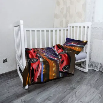 Povlečení Sablio Mikroplyšové dětské povlečení do postýlky Ferrari na ulici - 120x90 / 40x60