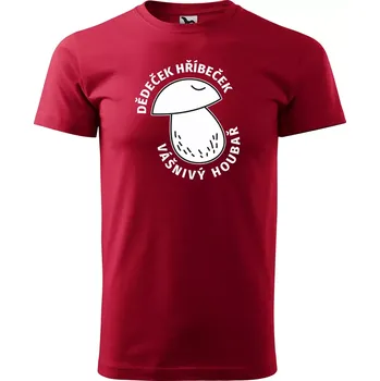 Pánské oblečení Sablio Tričko s potiskem Dědeček hříbeček - červené L