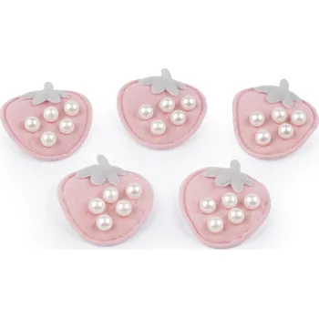 Nášivka Aplikace / nášivka jahoda, srdce, střední, 1 pudrová jahoda