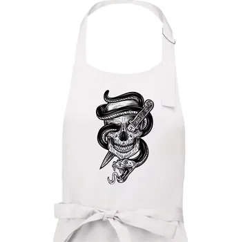 Kuchyňská zástěra Lebka hadi - Pánská zástěra na vaření - Univerzální velikost ( Bílá )