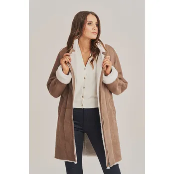 Dámská zimní obuv Dámský zimní kožich béžové barvě na zip (M - 38)