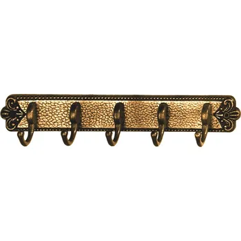 Věšák H5. háček 5ti háček staromosaz (Nástěnný háček v povrchu mosaz. Praktický doplněk do interiéru.)