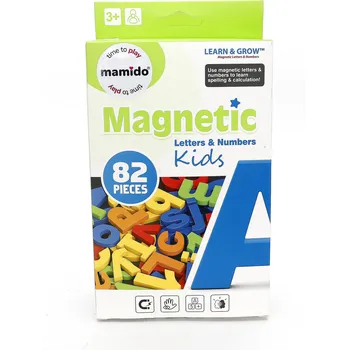 Výuková hračka Mamido Barevná magnetická písmena a čísla 82 dílů, velikost 3,8 cm MT1527