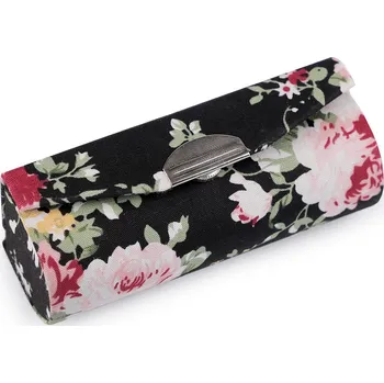 Pouzdro na rtěnku se zrcátkem s květy, barva 14 černá