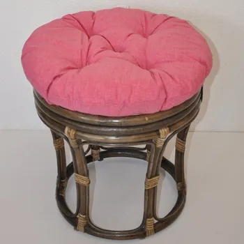 Taburet Ratanová taburetka velká hnědá polstr malinový melír