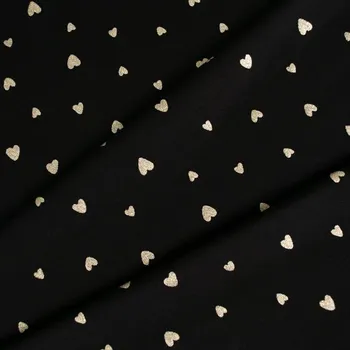 Teplákovina Milano zlatá srdíčka na černé № 16