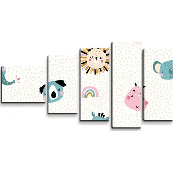 Obraz Sablio Obraz - 5-dílný Hroch, zebra a slunce - 100x60 cm