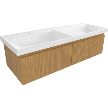 Koupelnový nábytek SAT Koupelnová skříňka s umyvadlem SAT Evolution 118x30x44,5 cm dub medový mat SATEVO120DMU4 SATEVO120DMU4