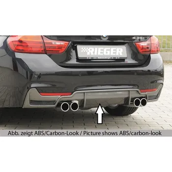 Nárazník Rieger vložka zadního nárazníku pro BMW řada 4 F32, F33, F36 coupe (3-dvéř.), gran coupe (5-dvéř.), kabriolet vč. faceliftu, plast ABS bez povrchové úpravy, pro dvojité koncovky na obou stranách 4x80 mm (435i/440i look) vč. mřížky