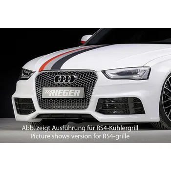 Nárazník Rieger přední nárazník pro Audi A4 B8, B81 avant, sedan po faceliftu, plast ABS bez povrchové úpravy, pro masku A4/S4, pro vozy bez ostřikovačů světlometů a parkovacího asistenta (PDC)