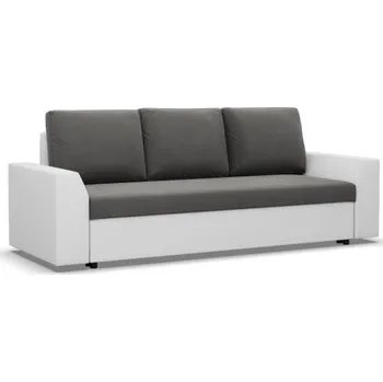 Sedací souprava Třímístná rozkládací sedačka LUGO tmavě šedá / bílá