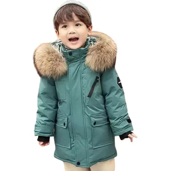 Dívčí bunda Dětská zimní bunda na zip a patenty s kapucí s kožichem a kapsami Unisex teplý bavlněno-polyesterový kabátek pro chlapce i dívky do zimního počasí tyrkysová 10