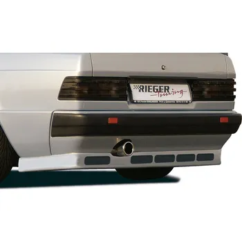 Nárazník Rieger spoiler pod zadní nárazník pro Mercedes 190 W201 sedan, plast ABS bez povrchové úpravy, s alu mřížkou, s kulatým výřezem pro koncovku