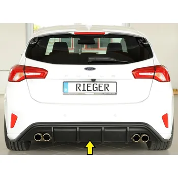 Nárazník Rieger vložka zadního nárazníku pro Ford Focus 4 DEH, ST 5-dvéř. (hatchback), plast ABS bez povrchové úpravy, pro dvojité koncovky na obou stranách 4x80 mm