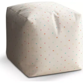 Taburet Sablio Taburet Cube Barevné tečky na béžové: 40x40x40 cm