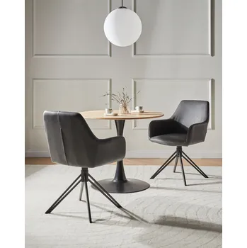 Sada 2 otočných jídelních židlí černá umělá kůže vysoké opěradlo skandinávský styl Beliani