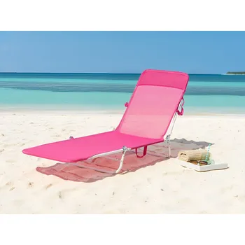 Zahradní lehátko Zahradní lehátko růžové síťované sedadlo ocelový rám s rukojetí odolné proti povětrnostním vlivům Beliani
