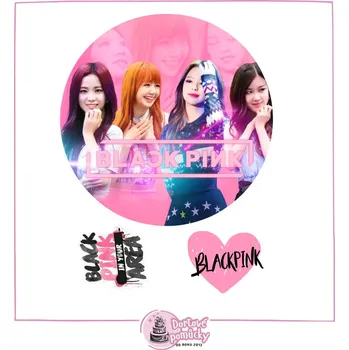 Jedlá dekorace na dort Black pink č.3 - tisk na jedlý papír - Bez úprav / Jedlý papír / Bez decor gelu