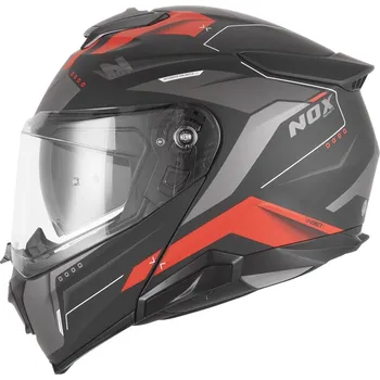 Helma na motorku Výklopná helma na motorku NOX N967 Conquer matná černo-červená