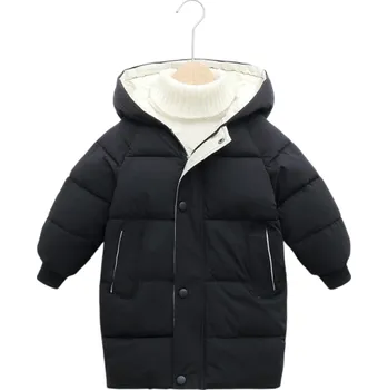 Dívčí bunda Dětská zimní bunda na zip s kapucí a patenty Teplý bavlněno-polyesterový kabátek pro chlapce a dívky Pohodlné zimní oblečení do mrazu černá 5