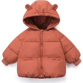 Dívčí bunda Dětská zimní bunda na zip s kapucí s ušima a kapsami Unisex teplý bavlněno-polyesterový kabátek pro chlapce i dívky Pohodlné zimní oblečení růžová 5