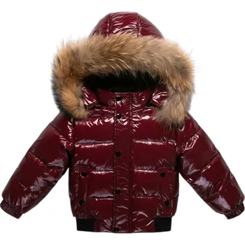 Dívčí bunda Dětská zimní bunda na zip a patenty s kapucí s kožichem a kapsami Unisex teplý bavlněno-péřový kabátek s polyestrovým vláknem do mrazů vínová 8
